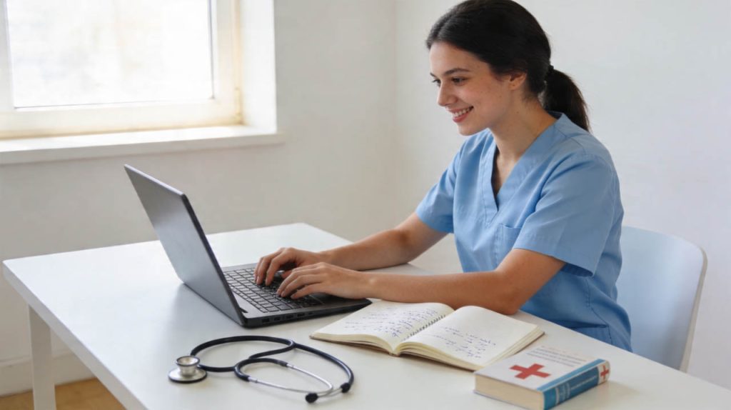 Enfermera estudiando